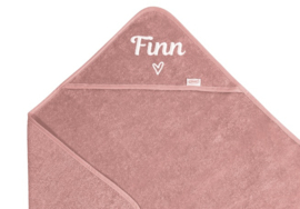 Badcape xl sandstone pink met ontwerp/naam naar wens