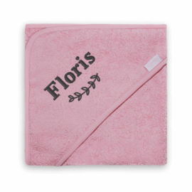 Badcape roze met ontwerp/naam naar wens