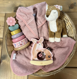 Gevulde kraammand pink deer met naam