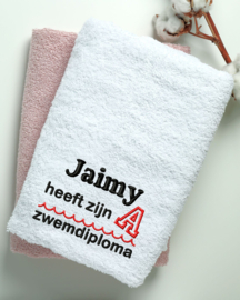 Handdoek zwemdiploma A met naam