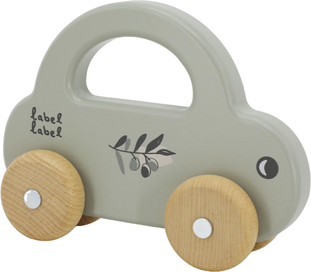 Label Label Houten auto olive green met/zonder naam