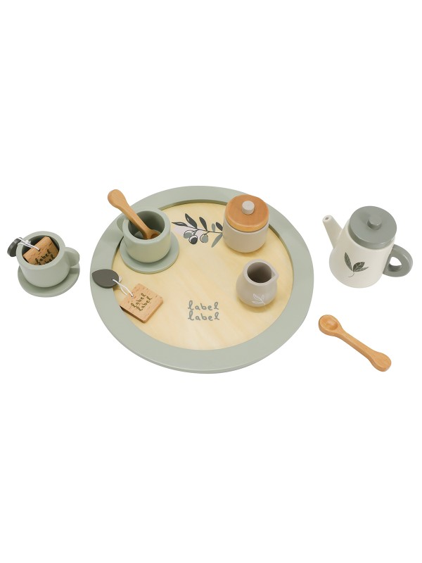 Label Label Houten tea set serviesje olive green