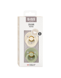 BIBS Colour Anatomical 2 pack Ivory/Sage size 1
