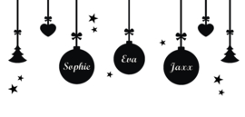 Statische raamfolie - Kerstballen met namen naar wens