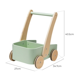 Houten duwwagen groen