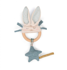Moulin Roty Houten rammelaar konijn blauw La petite école de danse