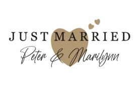Sticker Just Married met namen