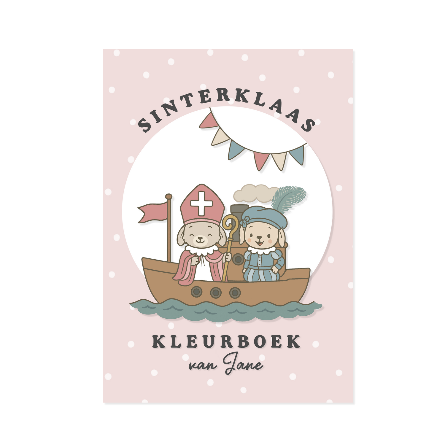 Sinterklaas kleurboek met naam | Roze