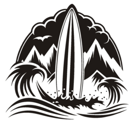 Sticker landscape surfboard