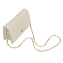 Schoudertas off white /beige met goudkleurig hengsel - Mrs.