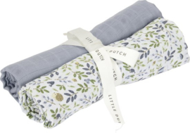 Little dutch Swaddle doeken hydrofiel 70 x 70 Forest Adventure & Denim Blue