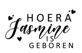 Geboortesticker Hoera met hartjes