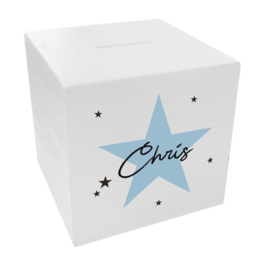 Houten Spaarpot - Naam + Ster