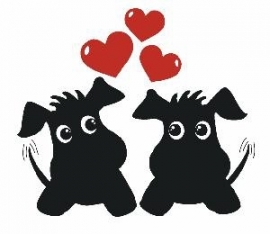 Sticker grappige hondjes met hartjes