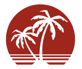 Sticker zon met palmen