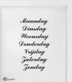 Sticker dagen van de week bv voor planner / planbord