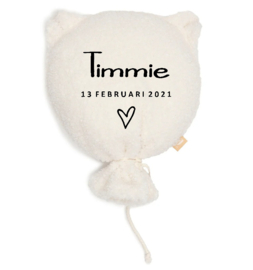 Jollein Ballon Teddy Bear teddy stof  met naam