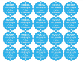 Velletje bedrukte stickers hoera mijn broertje...