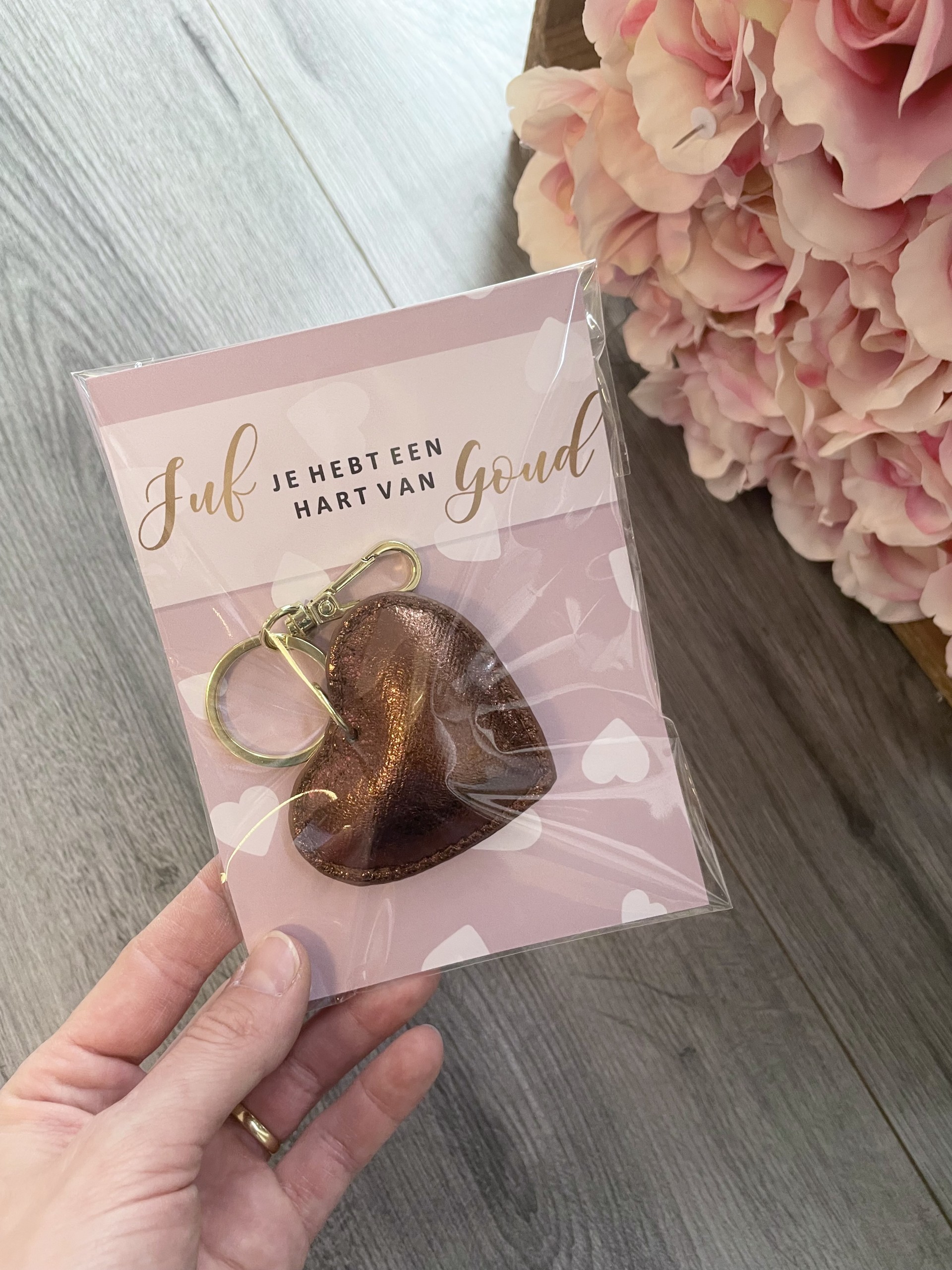 Juf, je hebt een hart van goud - Sleutelhanger