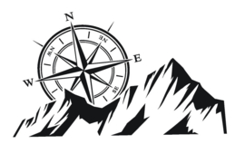 sticker kompas met bergen