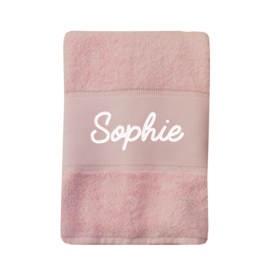 Deluxe Badlaken geborduurd met naam - Roze