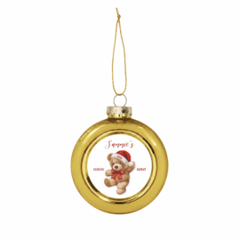 Kerstbal - Vintage Teddy - Naam + First Christmas.