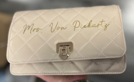 Schoudertas off white /beige met goudkleurig hengsel - Mrs.