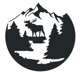 Sticker moose round landscape