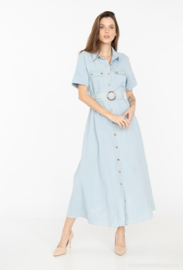 Queens lange denimjurk art. KL283 - lichtblauw