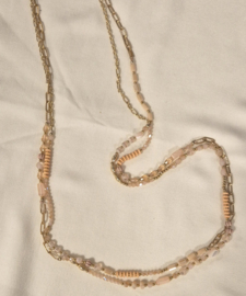 Ketting lang art. 8728 - roze/goudkleur