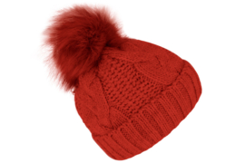 Fiebig damesmuts met pompom art. 54853 - rood