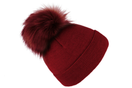 Fiebig damesmuts met pompom art. 540014 - bordeaux