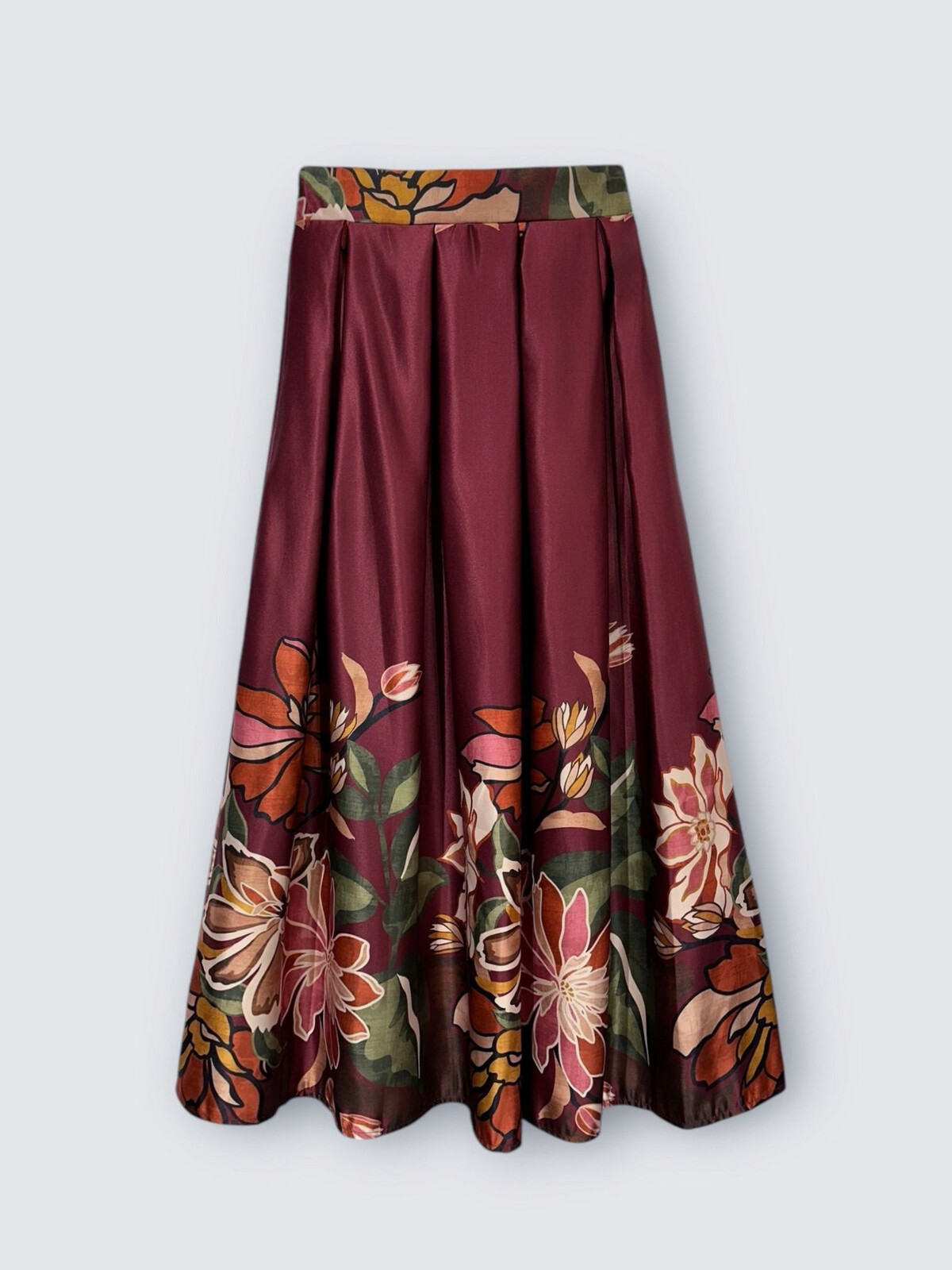 LaFée satijnen rok Flowers art. 10821 - bordeaux