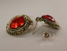 Oorbel steker art. 1502 - rood/goudkleur