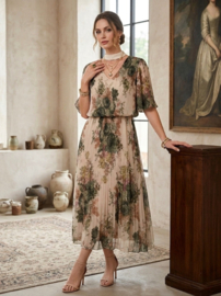 Damesjurk plissé Clásico art. 511 - offwhite/groen