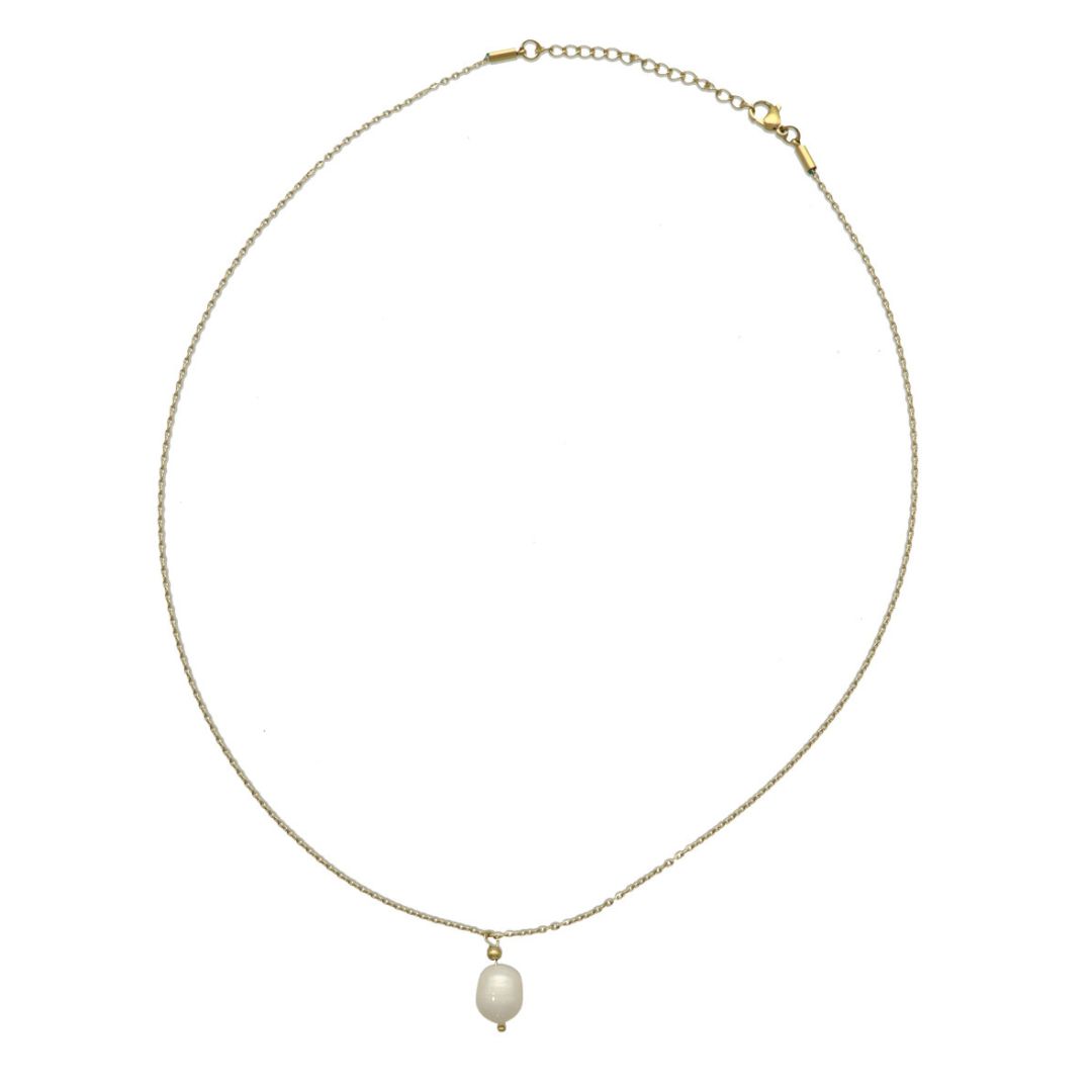 Camps & Camps ketting Oval Pearl art. 3S045_PE - goud/wit