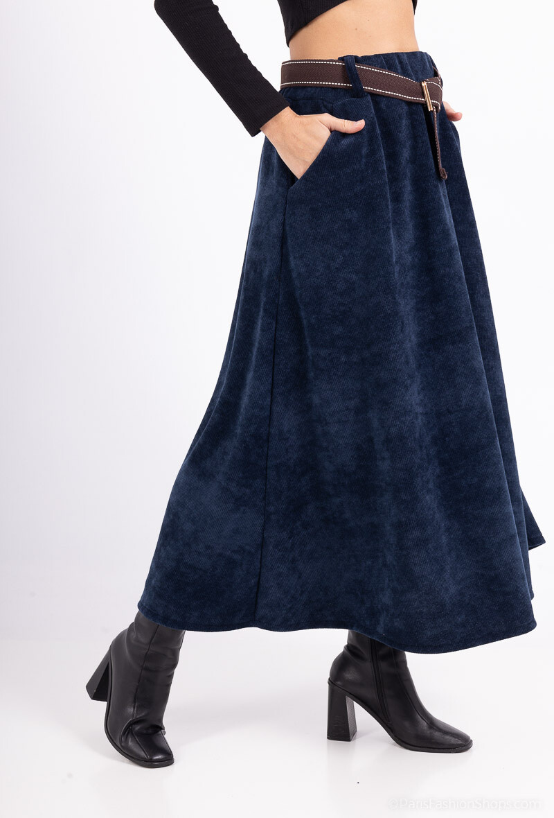 Luiz chenille rok art. 12194 - donkerblauw