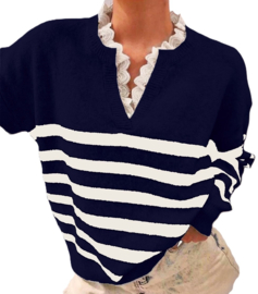 Rosy gebreide trui Sailor art. 2311 - navy/offwhite