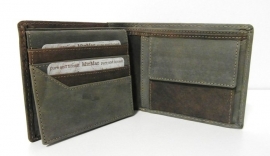 MicMac leren herenportemonnee/billfold art. 02G103 - bruin/grijs