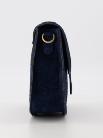 Schoudertas Maan suède art. 9459 - donkerblauw