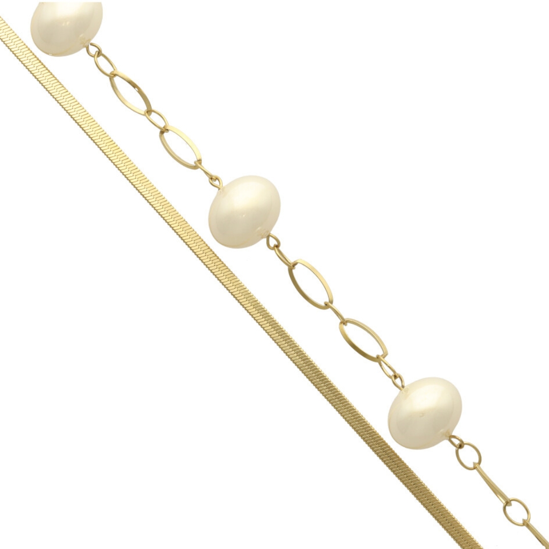 Camps & Camps ketting Double Chain & Pearls art. 3S062_PE - goud