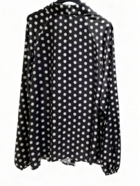 Damesblouse Polkadot art. 37069 - zwart/wit