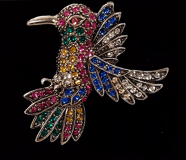 Broche Kingfisher art. 5019 - zilverkleur/multi