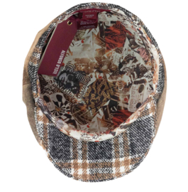 Alfonso d'Este leren newsboy cap Kyoto art. 47654 - beige/bruin