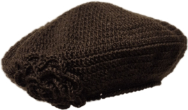 Gehaakte kinderbaret Mariska - donkerbruin