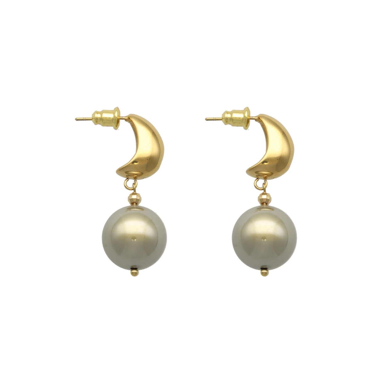 Camps & Camps oorstekers Pearl art. 2S163_PG - goud/grijsgroen