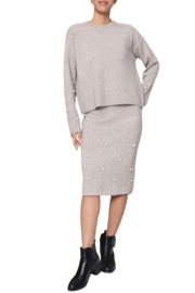 Dix-11 fijngebreide rok met parels art. TC033B - taupe