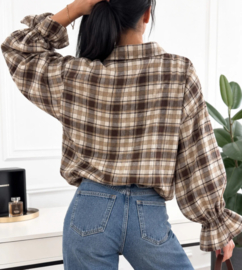 Damesblouse Plaid Check art. 2649 - beige