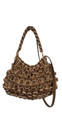 Hand- en schoudertas art. OR2905 - bruin/goudkleur
