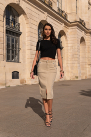 DL stretchdenim rok Diamond art. 2744 - zandkleur